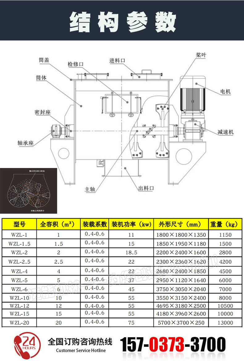 卧式无重力混合机